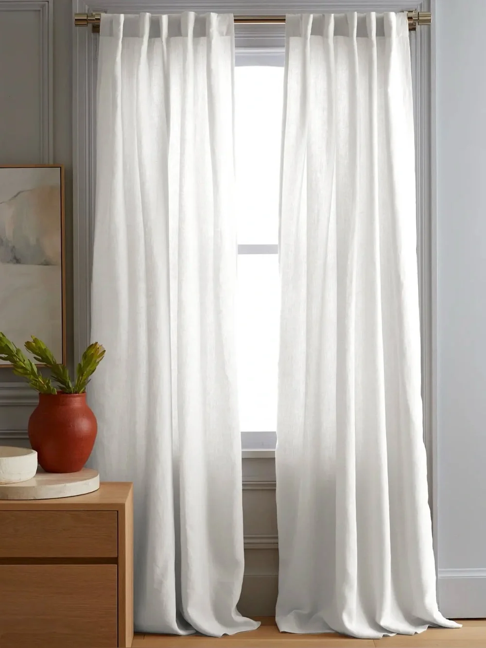 NWOT Quince White Linen Curtain 48x84 Single Panel - Retail $82